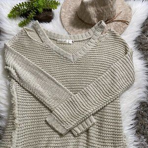 RD Style Sweater Cold Shoulder Beige Sweater XS